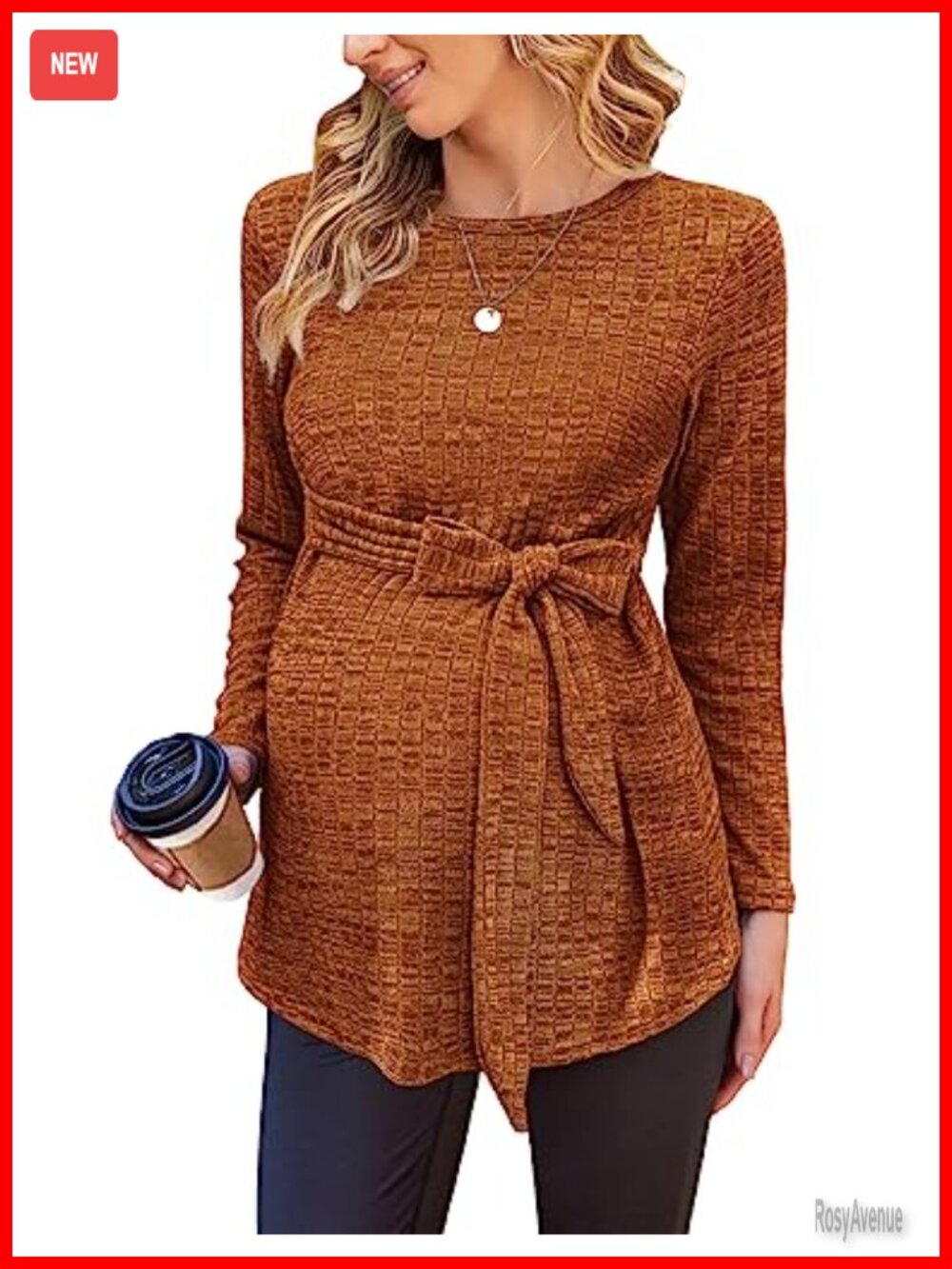 Maternity Long Sleeve Ribbed Knit Top Pregnancy Sweater